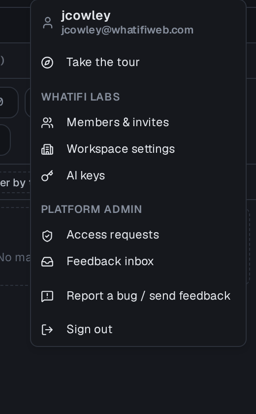 Account menu — top-right of the top nav